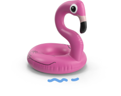 Pink flamingo float.