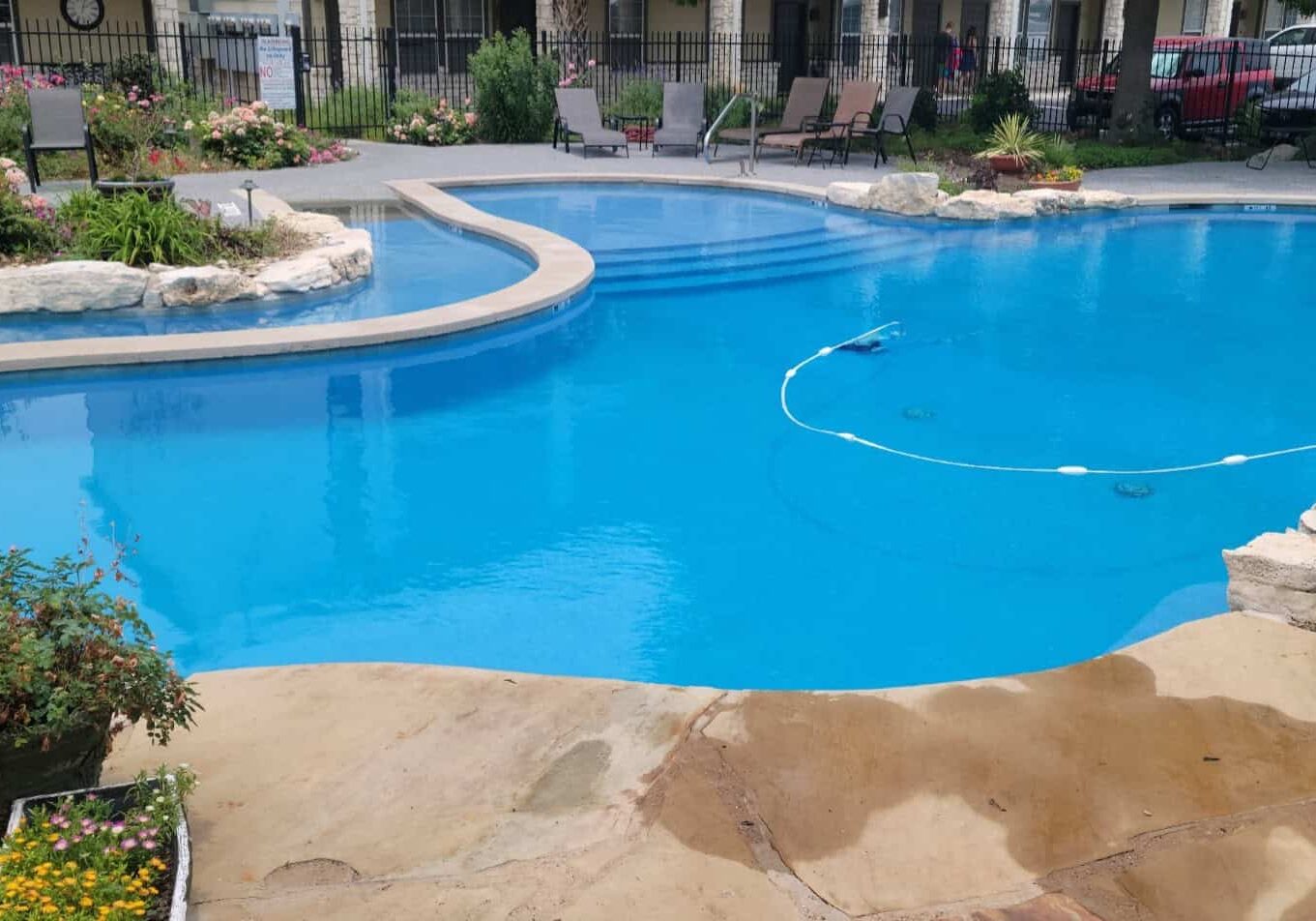 Crystal-clear waters coming soon—freshly finished pool by the Centex Pool Services Team.